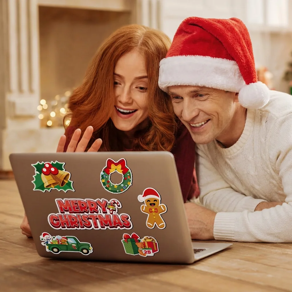 Waterproof Christmas Refrigerator Magnets, Santa Elf Snowman Magnet Decals, Xmas Holiday Decor for Fridge Car Mailbox Laptop