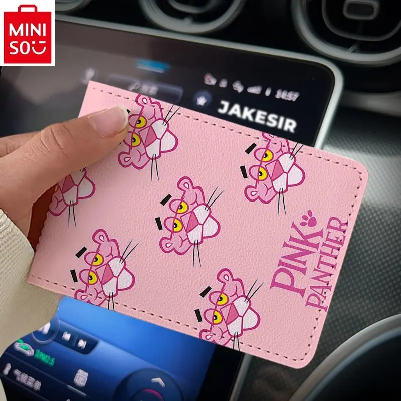 MINISO   Disney Pink Leopard Cute Cartoon Driver's License Protection Case 2-in-1 Leather Case Women's Multi functional Card Bag