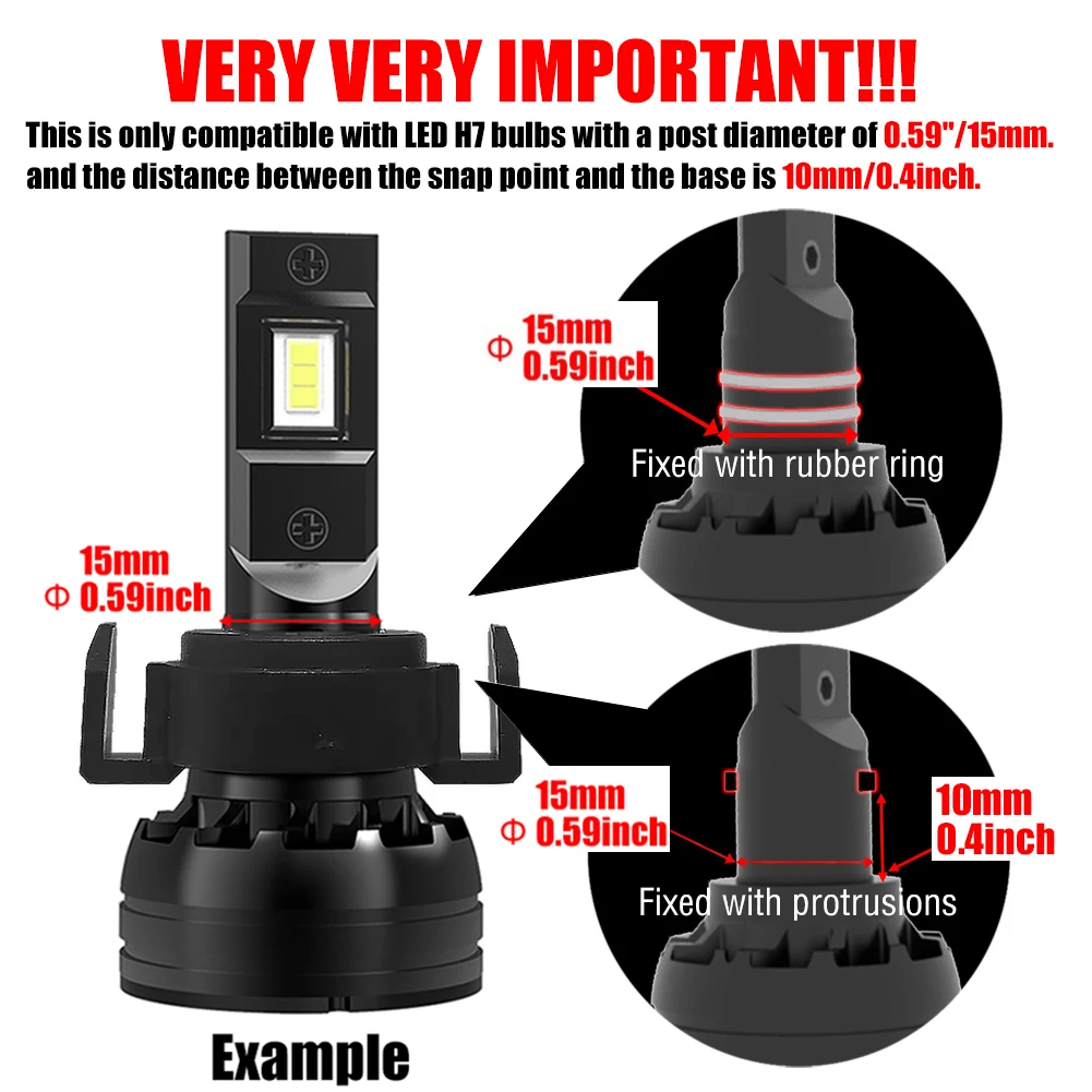 h7 Adapter L10B for installation of LED lamps in Hyundai, Geely, South-East (high beam),2 pcs