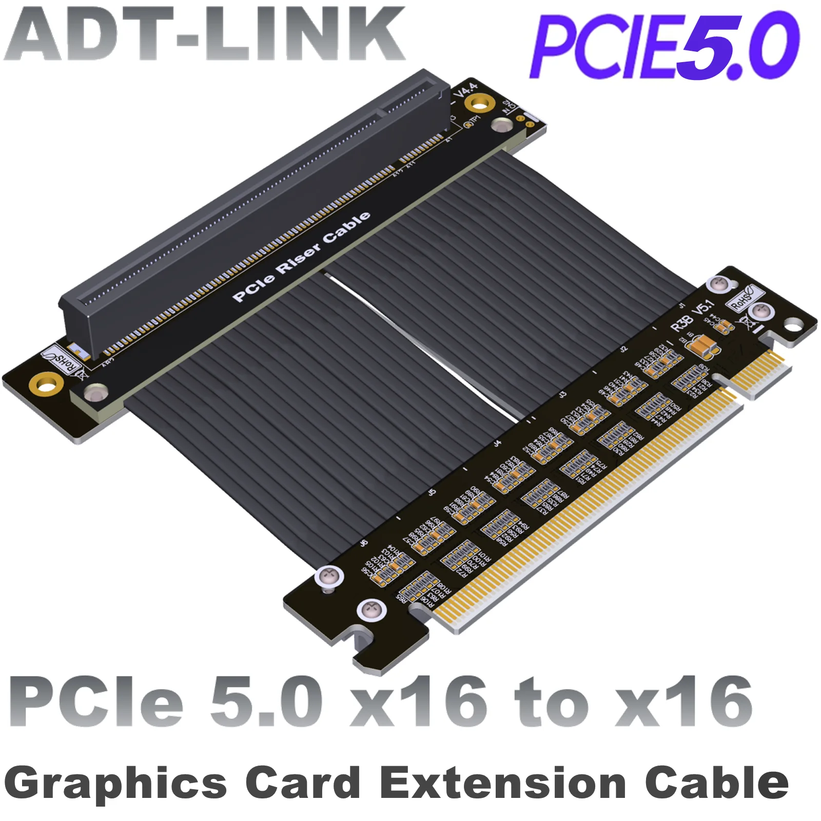 PCIe 5.0 X16 Riser Cable RTX 4090 GPU Graphics Video Card PCI Express 16x Gen5 Extension Cable Universal ATX Game PCI-E Riser