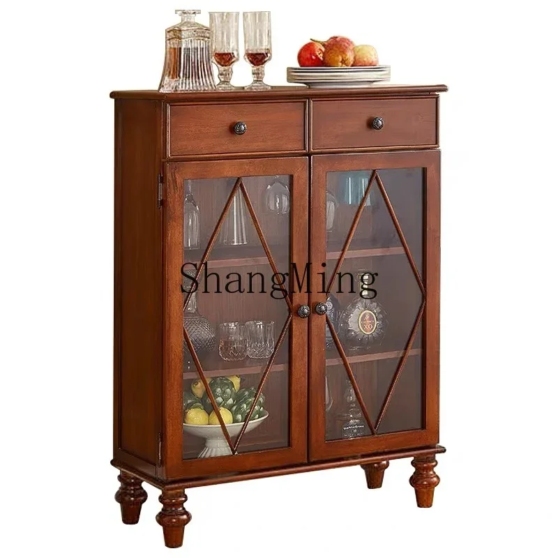 ZYY خزانة مشروبات من الخشب الصلب بباب مزدوج لتخزين مطعم الضيوف وخزانة عرض زجاجية للمطاعم