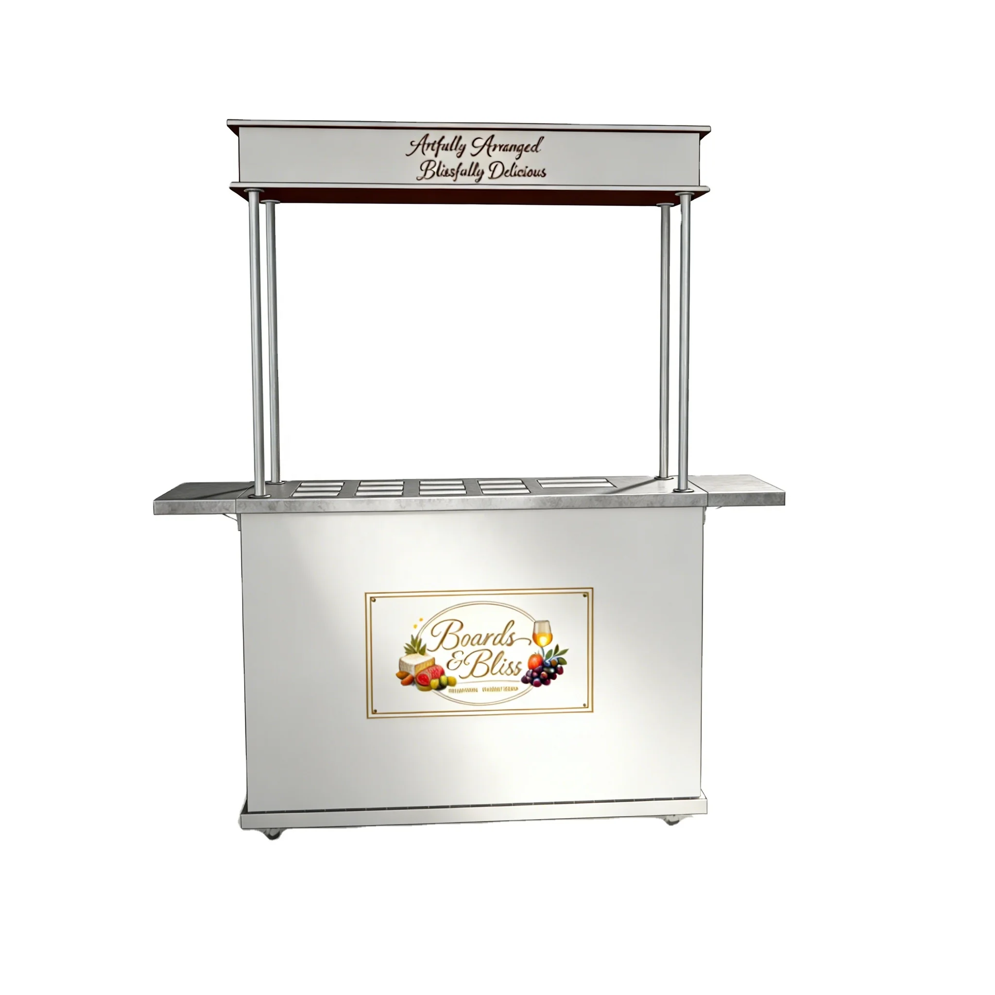 Custom Modern Wooden Food Cart Portable Snack Bar for Outdoor Hotel Park Wood Panel Design Commercial Furniture