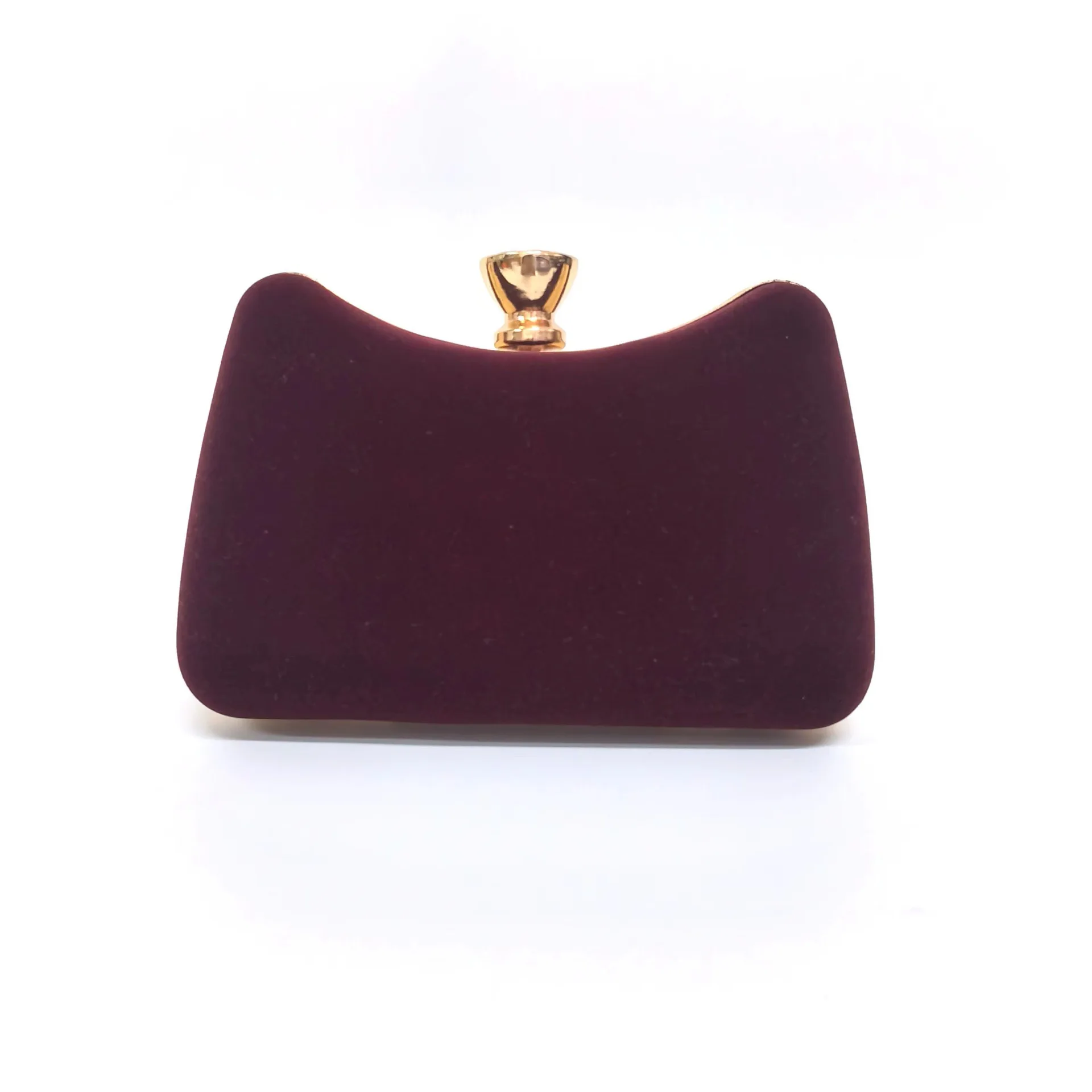 New Kitten Shape Box Bag Burgundy Velvet Clutch Diamonds Clasp Ladies Chain Slanting Bag Wedding Dress Women Luxury Handbags