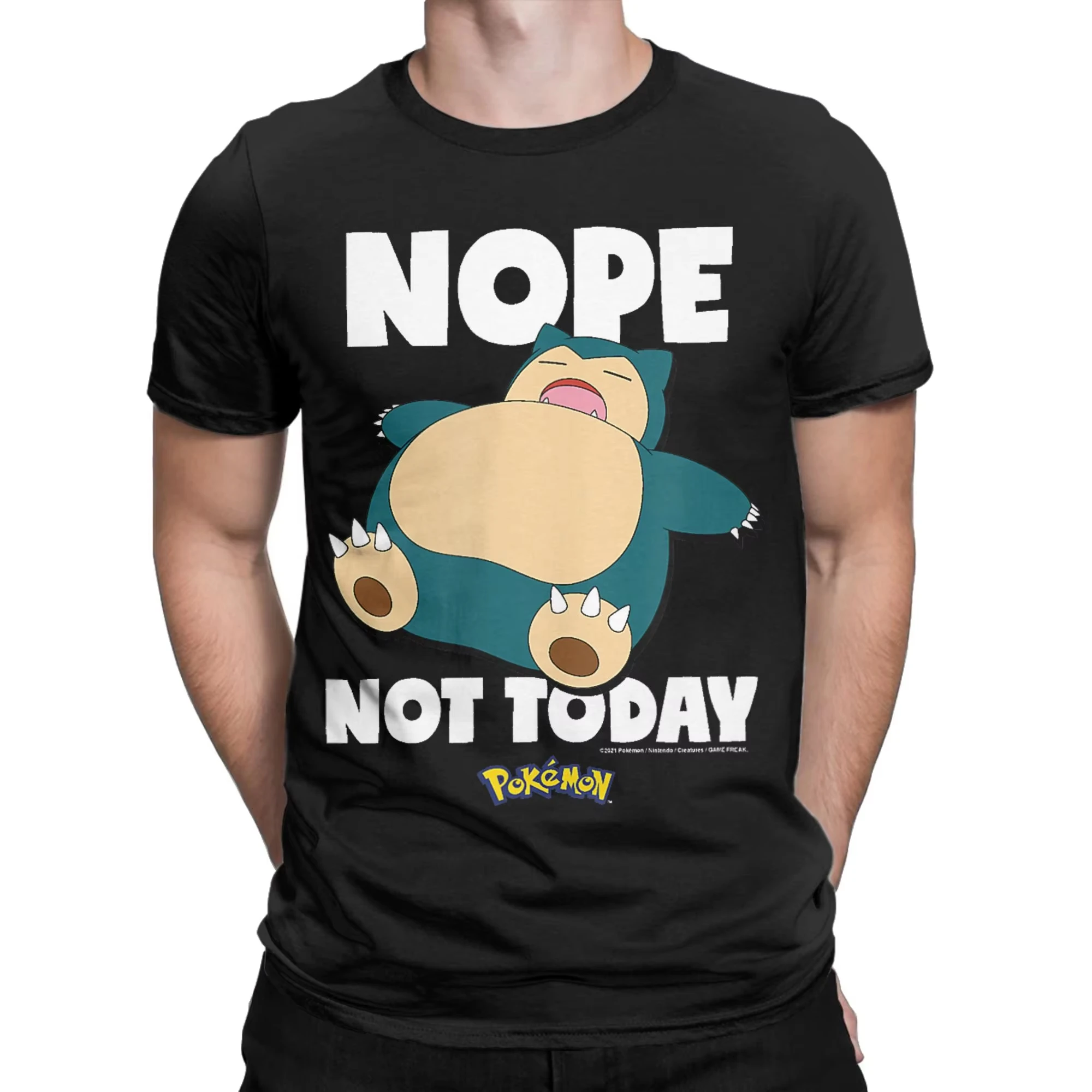Pokémon Anime Nope Not Today Snorlax Printed T-shirt Men's and Women's T-shirt Men's Tops Harajuku Y2K T-shirt 2026 Summer New