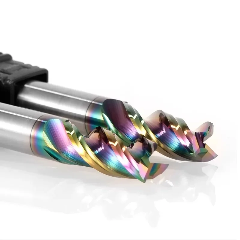 HRC65 Kleurrijke Coating Wolfraam Staal Carbide 3-Fluit U-groef Endmill Aluminium CNC Machines Speciale Frees tool