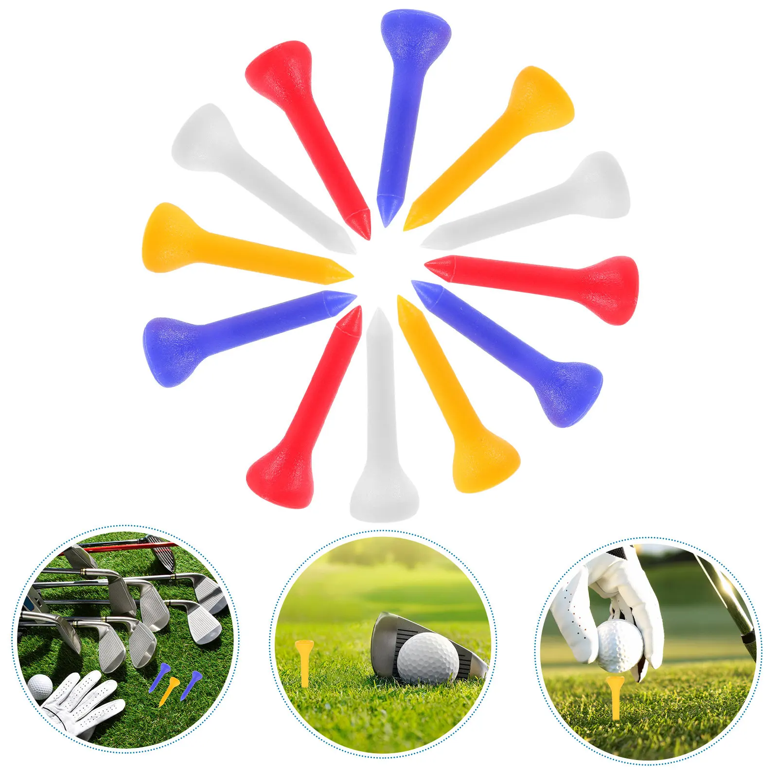 

100Pcs 3.5mm Golf Tees Mixed Color Heavy Duty Unbreakable Plastic Tees for Long Term Use Highly Visible Easy to Spot Tee Bulk