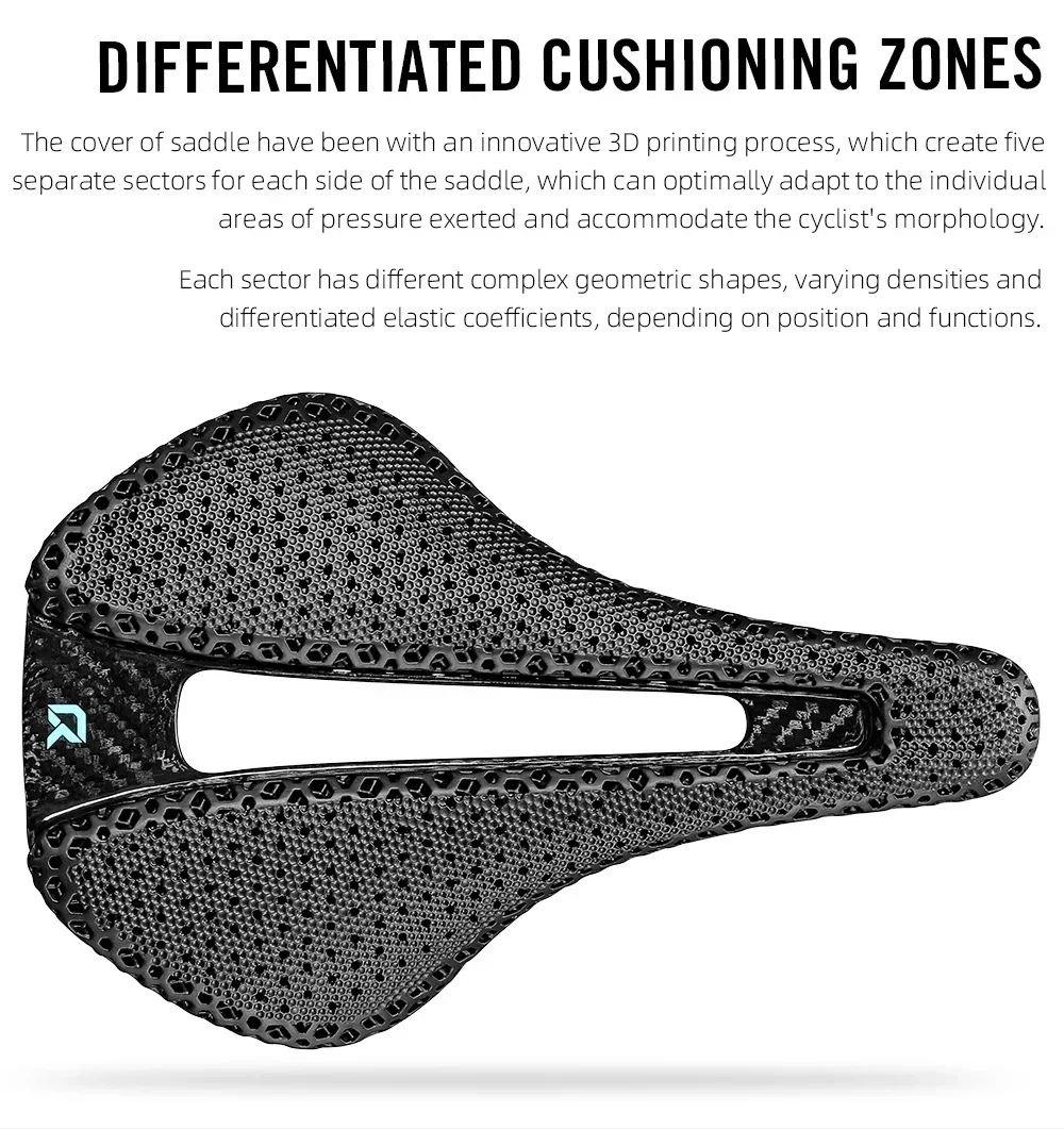 RYET 3D-Druck / EVA Vollcarbon-Sattel 120-165g 240x152/155mm 7x9mm Schienen-Ausschnitt Ultraleichter Rennrad-, MTB-, Gravel- und Triathlon-Sattel Pro – Detail 11