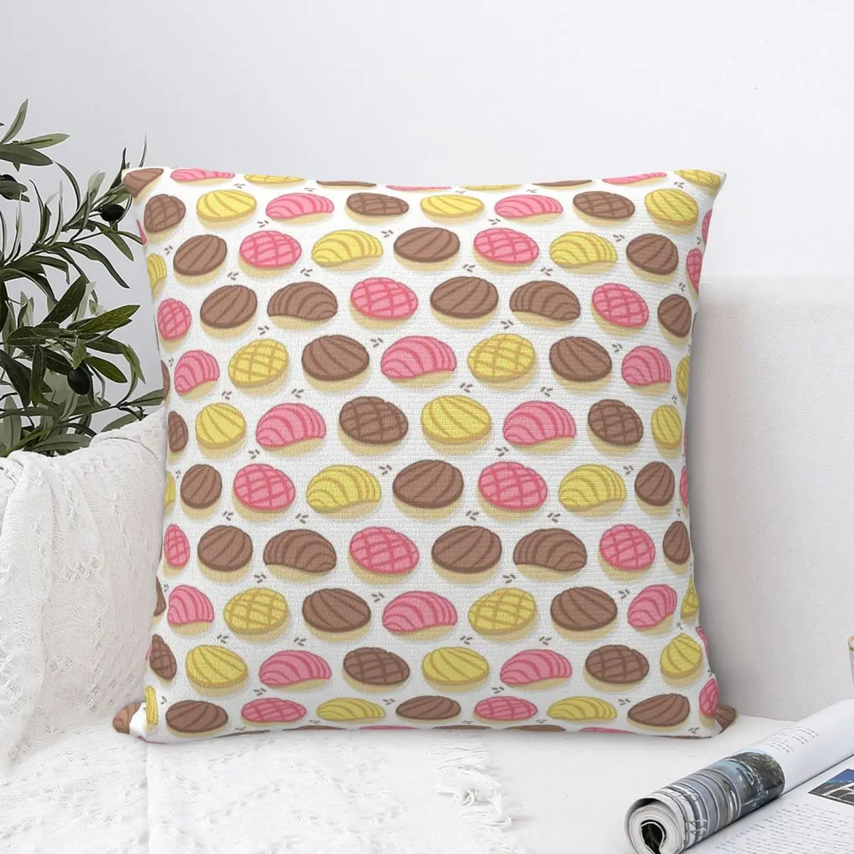 Mexican Conchas Pink Brown And Yellow Pan Dulce Square Pillowcase Pillow Cover Cushion Decor Comfort Throw Pillow For Home Car