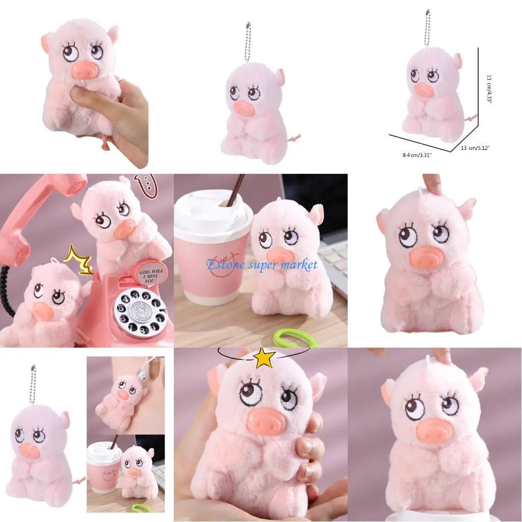 

090B Plush Pig Doll Bag Ornament Sounding Pig Keychain Squeezable Pendant Girls Gift