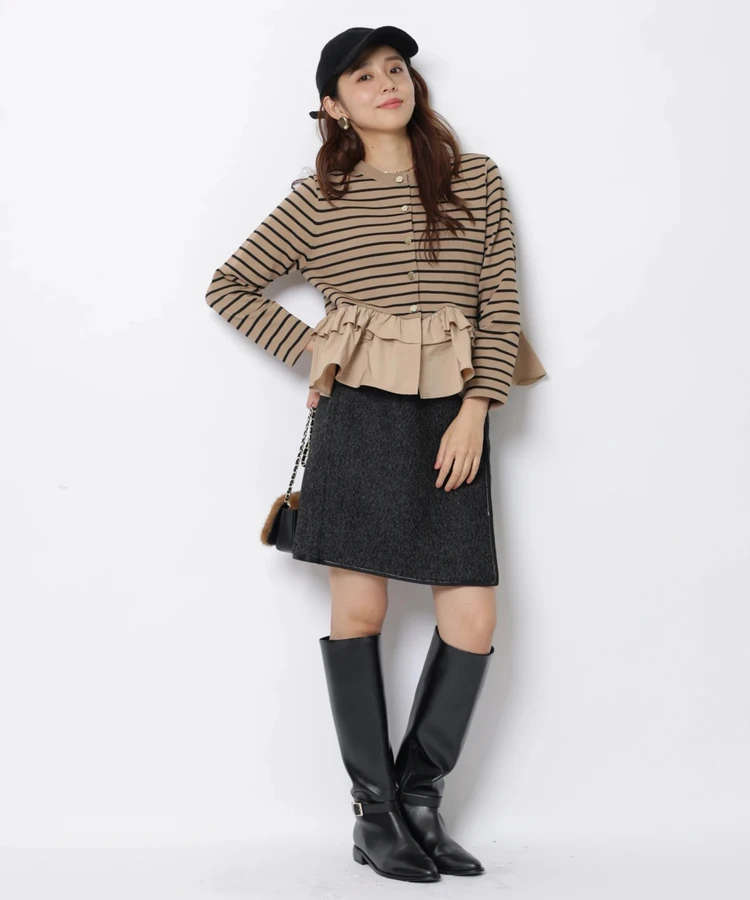 Fashionable Stripe Knitted Sweater Loose Fit Color Block Neckline Long Sleeve Women's Autumn Winter Casual Style Breathable