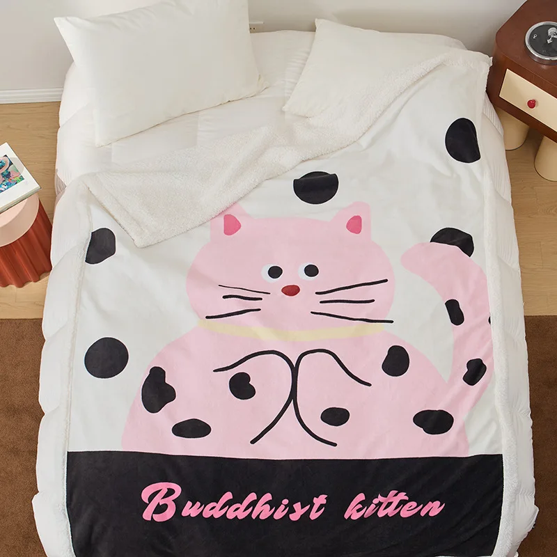 

Lamb Fleece Digital Cute Printed Blanket Soft and Warm Bedspread for Double-Sided Use Anti-Static Faux Fur Throw Blankets