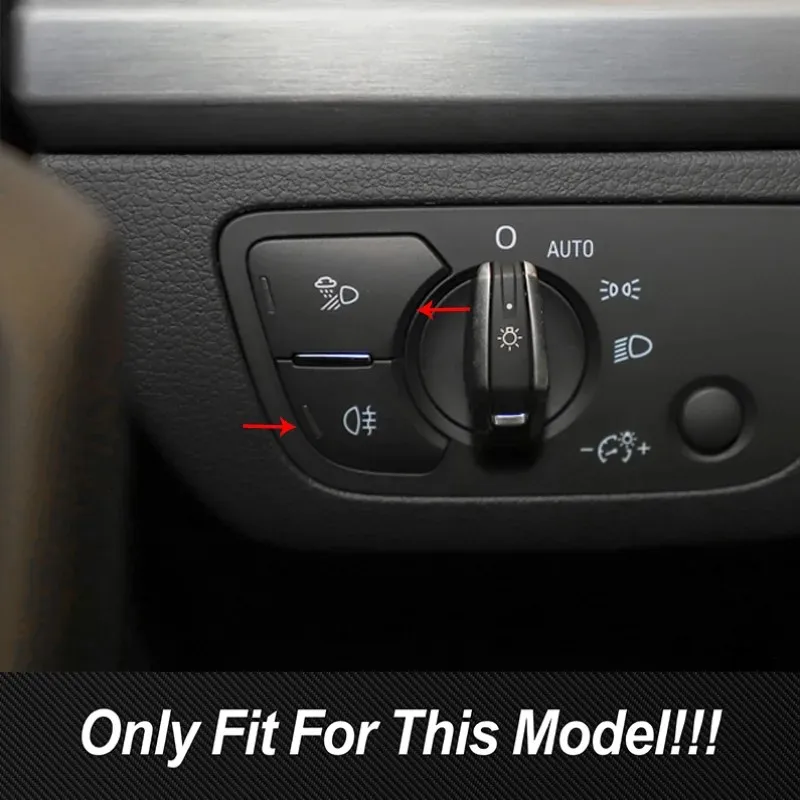 Aluminium Alloy Car Console Headlight Switch Buttons Cover Stickers Trim For Audi Q5 FY 2018-2022 Interior Accessories Decals