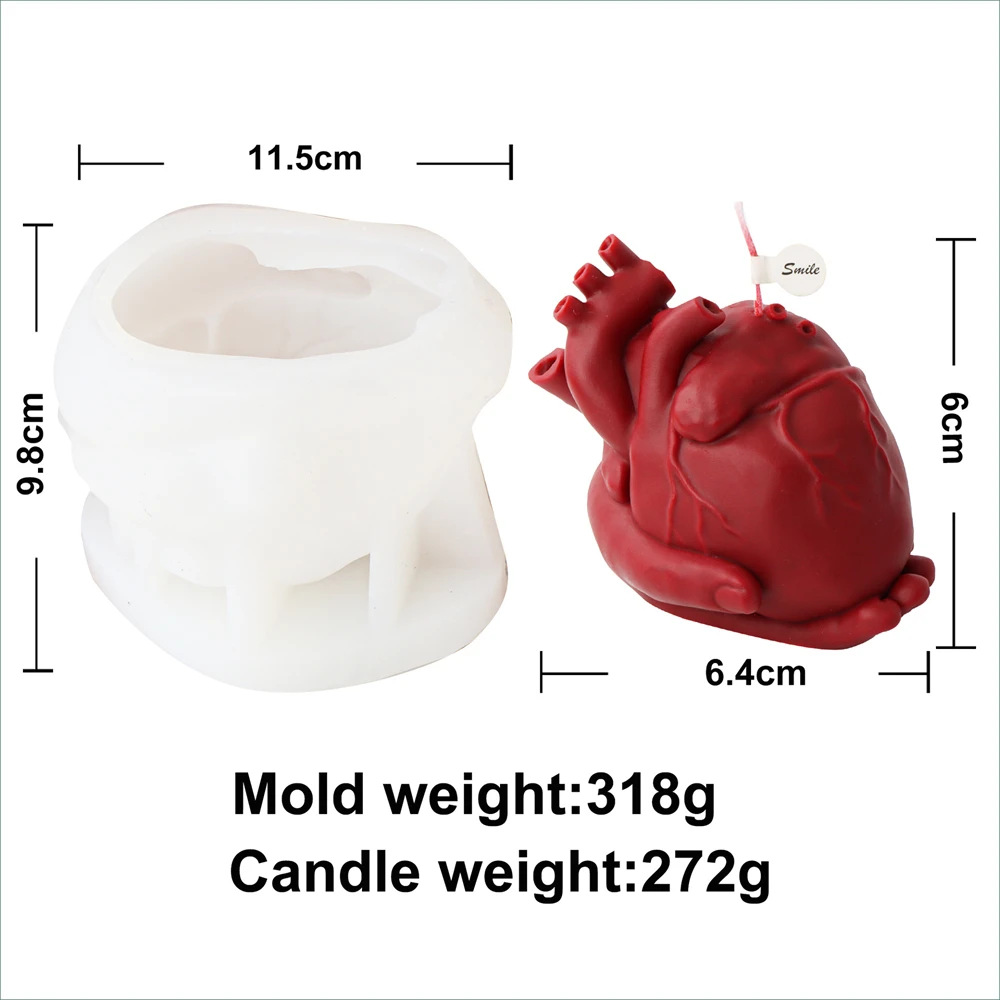 Halloween Simulation Human Heart Silicone Candle Mold Handmade Aromatherapy Plaster Resin Making Tools Hand Holding Heart Mould