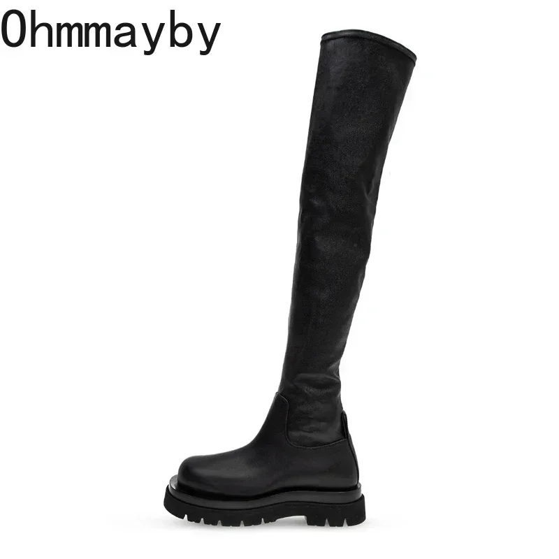 Winter High Boots For Women Fashion Thick Sole Long Boots Female Elegant Platform Women\'s Over the Knee High Botties