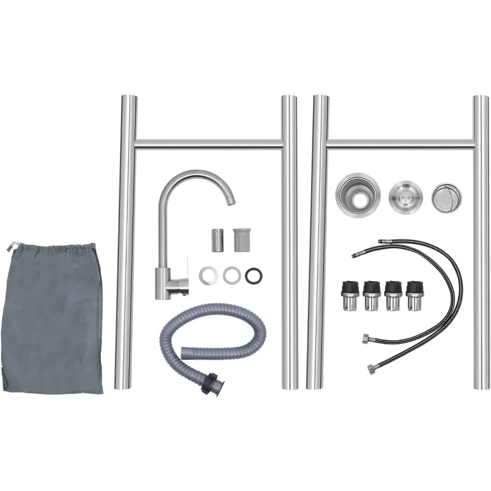 Single Compartment Stainless Steel Freestanding Utility Sinks, Tableware Portable Sink, Multi-Purpose Commercial Sinks, Restaura