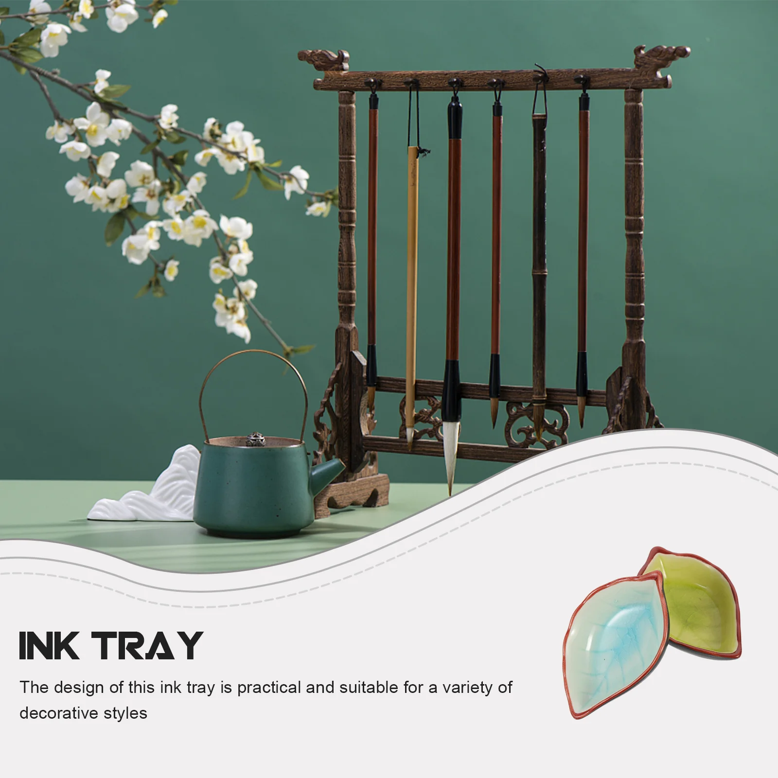 2 Stuks Kalligrafie Inkt Schotel Praktisch Ontwerp Studeerkamer Kantoor Decor Chinese Borstel Pen Rest Keramische Water Schotel