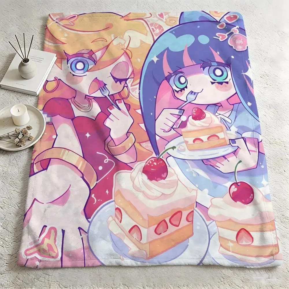 anime P-Panty Stocking-G Throw Warm Soft Flannel Blanket, Multi-use for Sofa Bed Camping Travel Nap