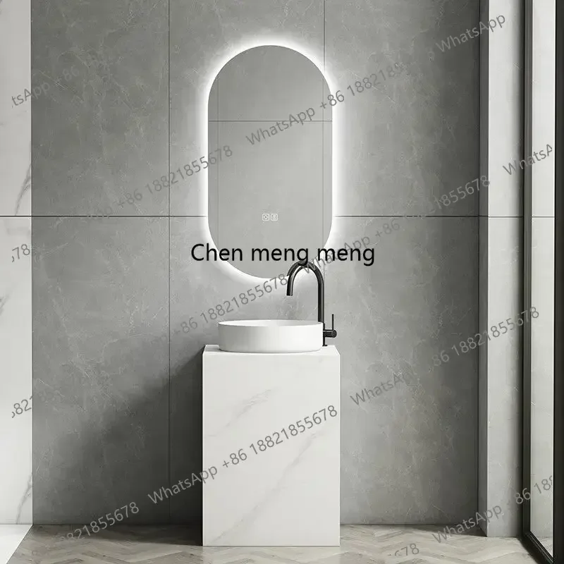 

Toilet Washstand Balcony Outdoor Face Wash Sink Hotel Furniture Modern Rock Slab Column Basin Integrated Floor Bathroom Cabinet