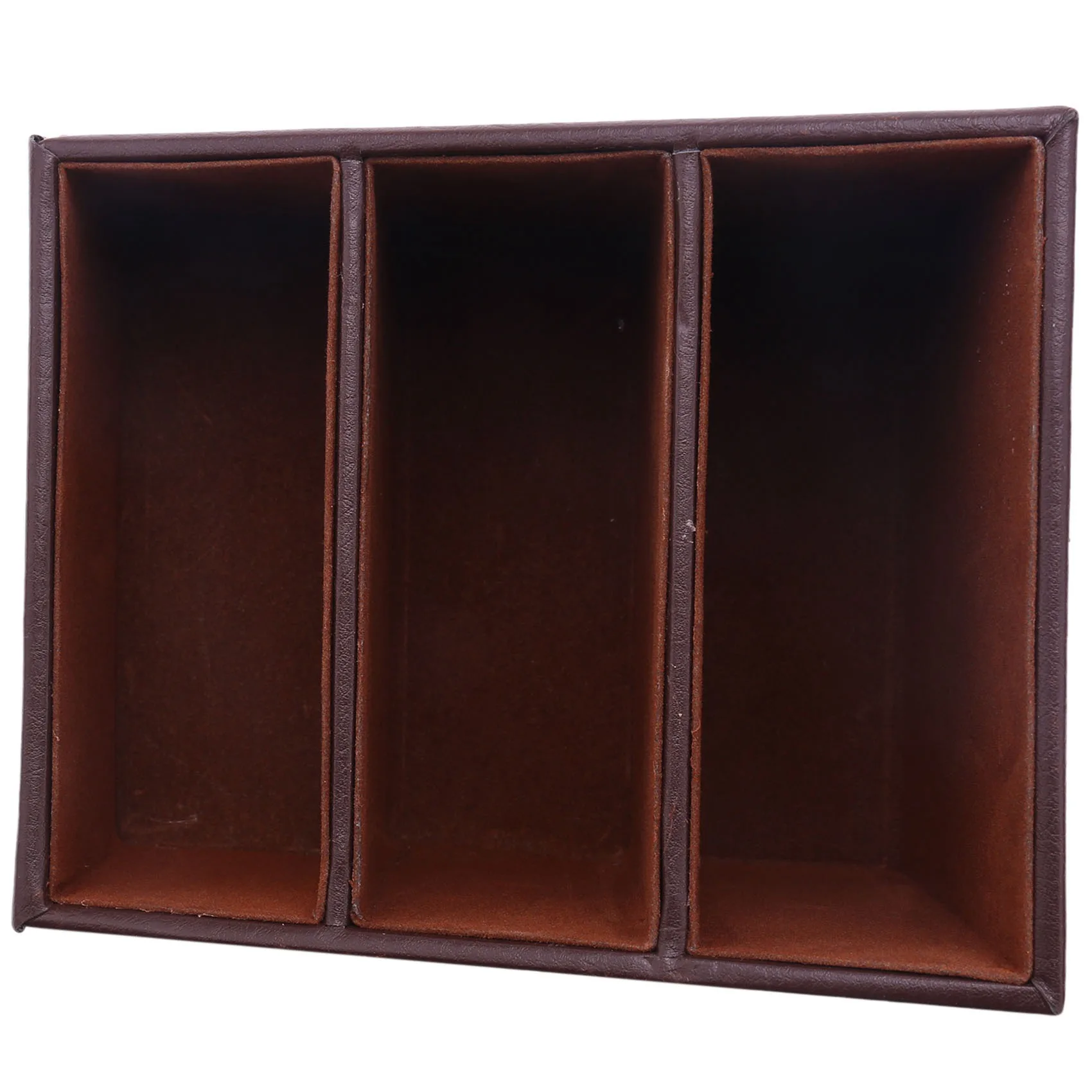 X11AA Retro PU Leather Cosmetic Storage Box Remote Control Phone Holder Table Organizer for Home Office Storage Case