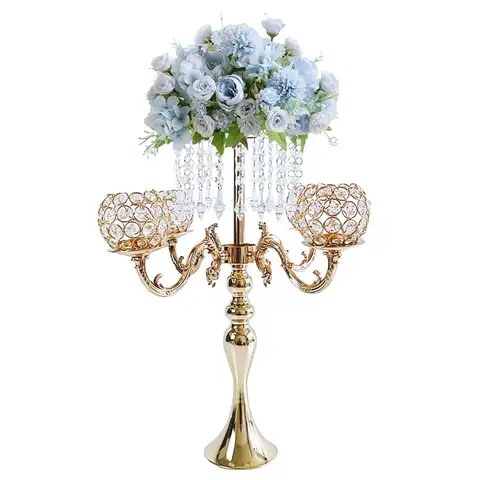 Candelabro de cristal con soporte de flores, candelabros para mesa central, fiesta de cumpleaños, decoración para el hogar y la boda, 4 Uds.