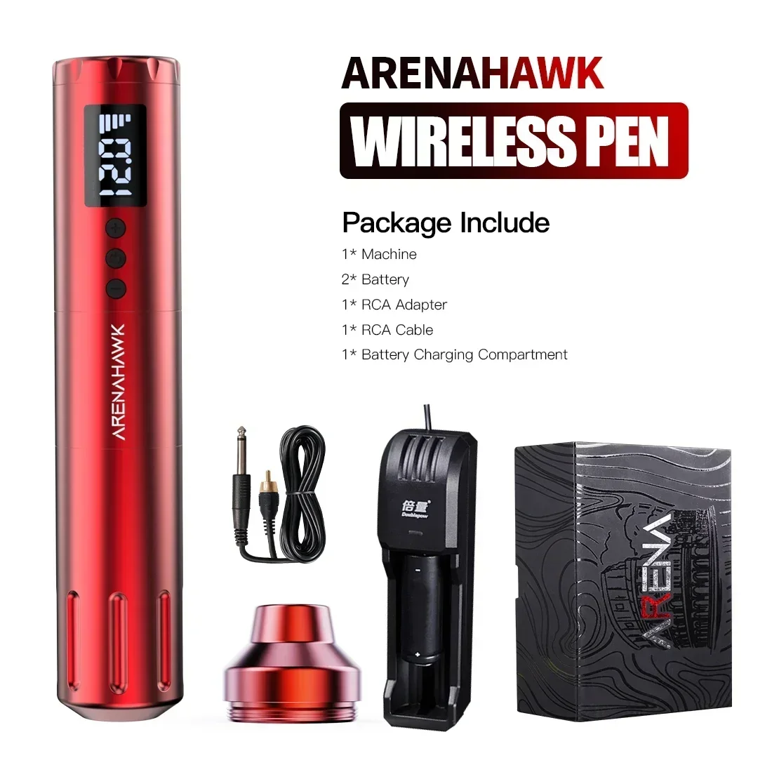 Arenahawk Wireless Tattoo Machine Large Capacity Battery Pen Beginner Tattoo Supplies for Universal Cartridge Tattoo Needles