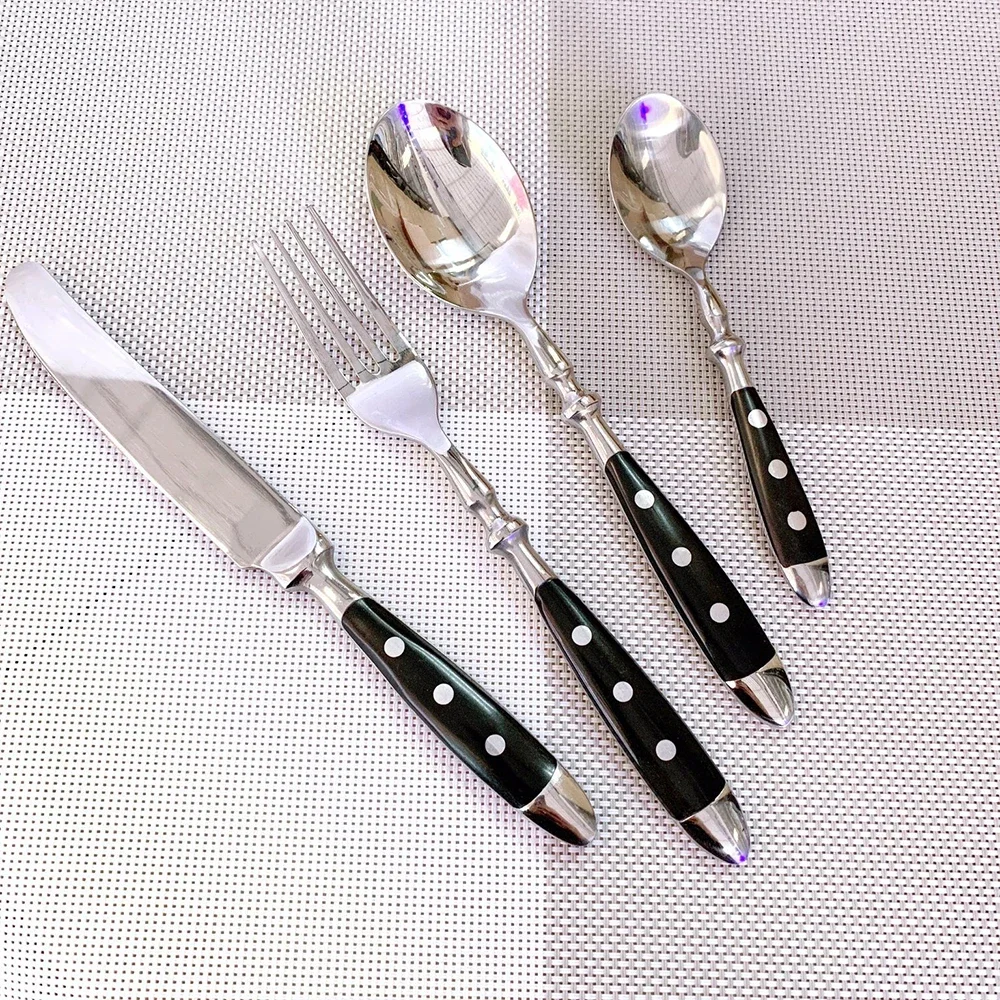 Western Food Tableware Set Three Nails Knife, Fork and Spoon Stainless Steel Practical Handle Knife  Bakelite Black