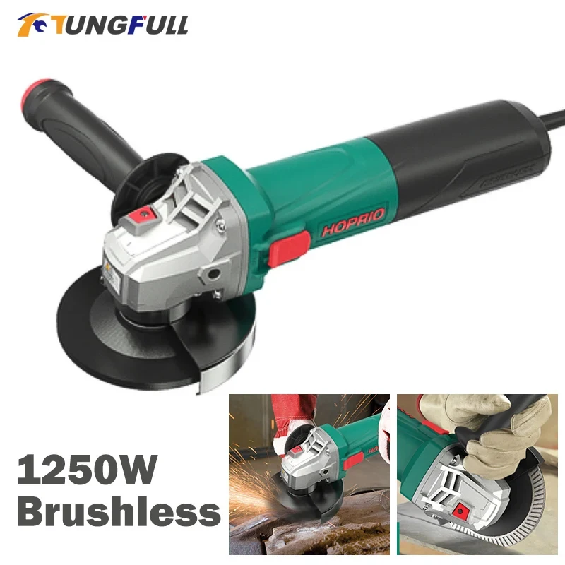 Brushless 1250W 1010W Electric Angle Grinder 125mm 100mm Angle Grinder Metal Cutting Grinder Handheld Polishing Machine