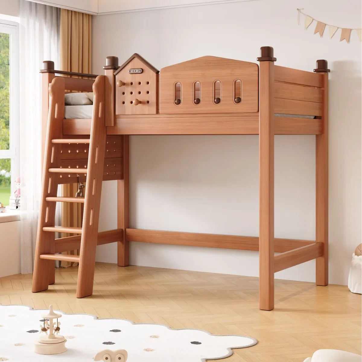 Solid wood bed main small apartment raised top and table multi-functional multi-combination double