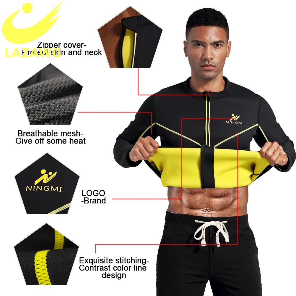 Lazawg Mannen Sauna Zweet Pak Set Body Shaper Shorts Fitness Neopreen Taille Trainer Vest Workout Shirt Fat Burn Training Shorts