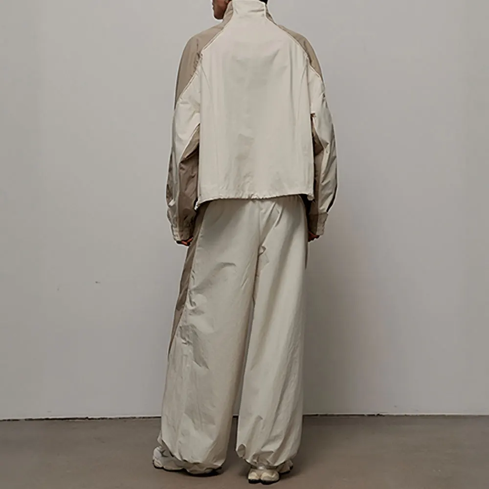 レディースカジュアルファッションコントラストドローストリングスポーツジャケット＆パンツセットヨーロッパアメリカンスタイルツーピーススーツ