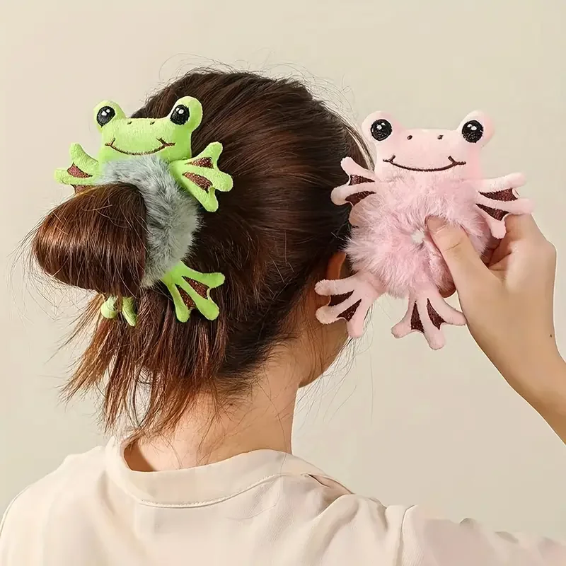 4 niedliche Plüschtier-Haarbänder – weiches, elastisches Pferdeschwanzband, geeignet für Damen und Kinder, perfektes Party-Accessoire – Detail 1