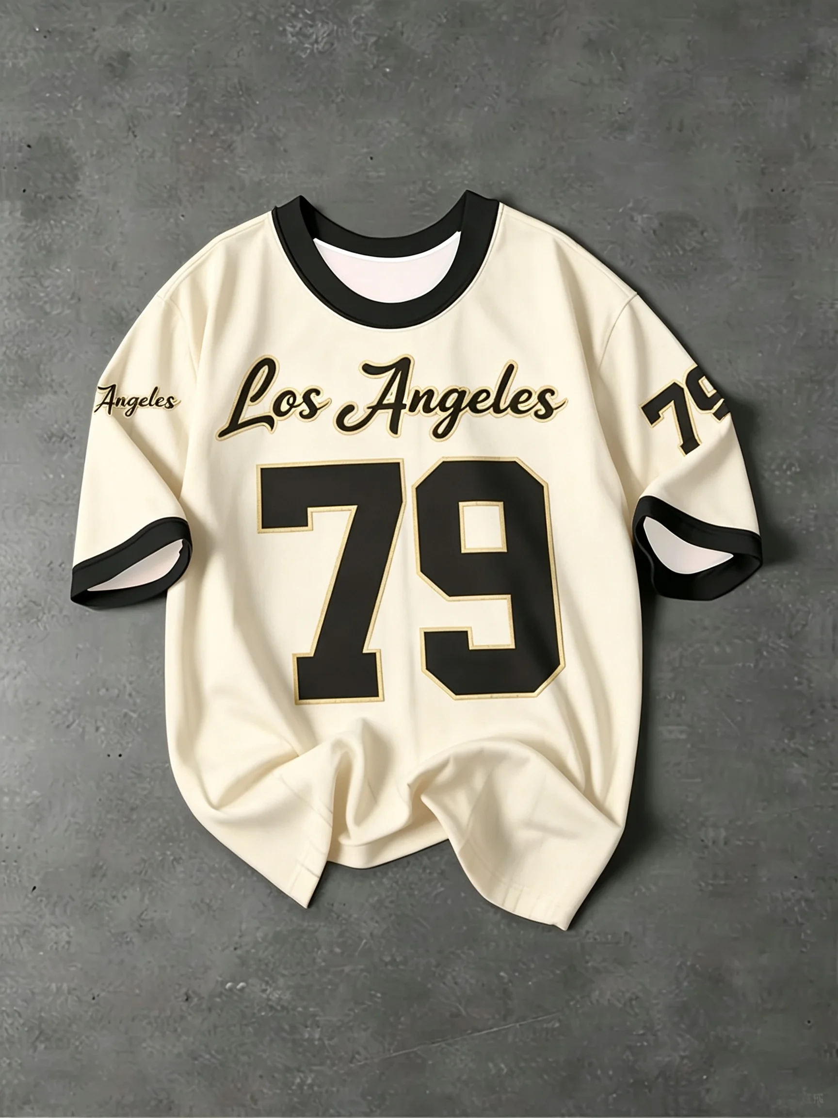 Men's Los Angeles 79 Striped Baseball Jersey, Vintage Short Sleeve Crew Neck T Shirt, Casual Streetwear Graphic Tee