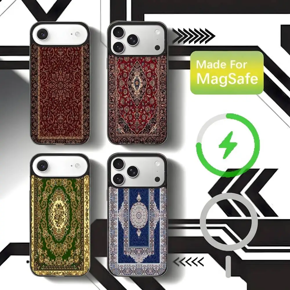 

Persian Carpet Floral Pattern Phone Case For iPhone 17,16,15,14,13,12,11,Pro,Max,Plus,Mini,E Magnetic Magsafe Wireless Charging