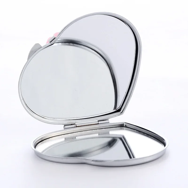 Exquisite Love Metal Small Pocket Makeup Mirror Pearl Flower Couple Cat Double-sided Portable Mirror Espejo De Maquillaje