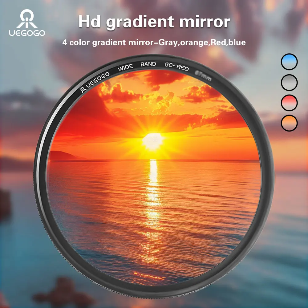 UEGOGO Gnd Filter 55 62 67 72 82 mm Farbverlauf Rot Orange Blau Grau Für Kamera Canon Objektiv M50 600d Nikon D5100 D5600 Sony A6000