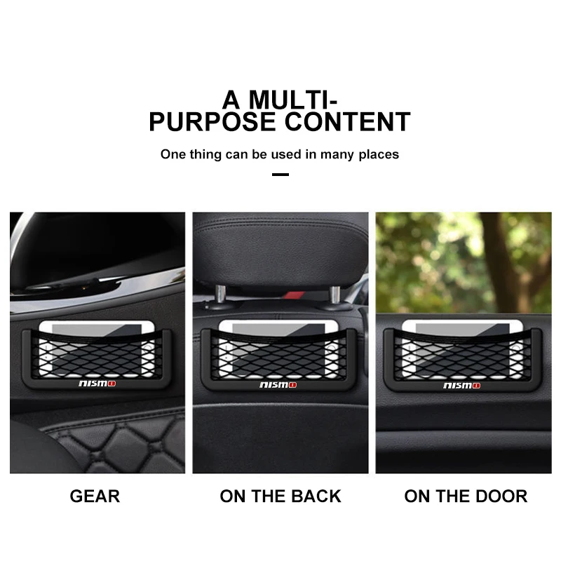 Car Organizer Storage Bag Auto Paste Net Pocket Phone Holder Car Accessories For Nismo Nissan Qashqai Juke X-trail Tiida Teana