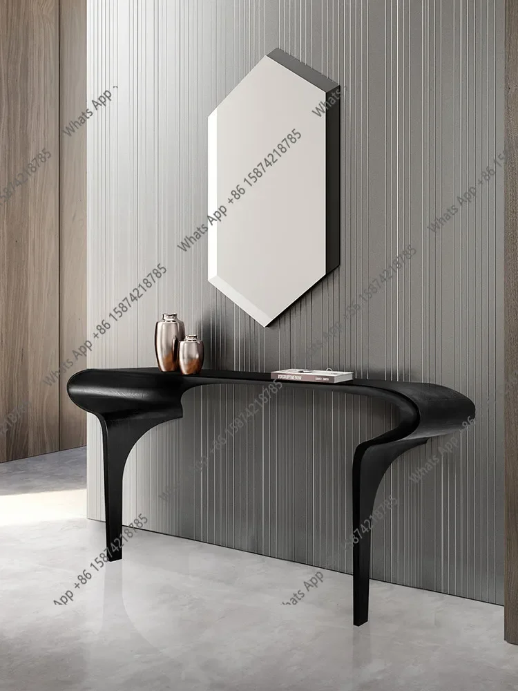 X25 Designer Art Entrance Table Against The Wall All Solid Wood Entrance Table Extremely Narrow Black Supply End View Table