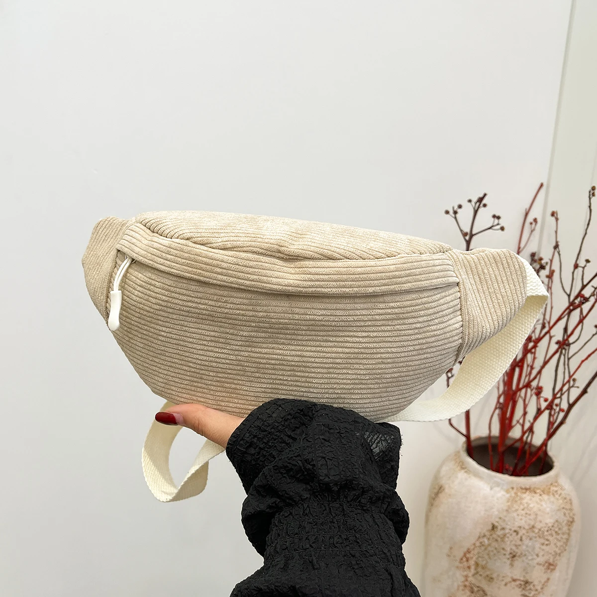 

Casual Corduroy Belt Bags for Women Fashion Fanny Pack Female Banana Waist Bag Hip Purse Shoulder Crossbody Chest Bag Pocket