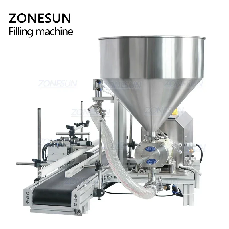 ZONESUN ZS-DTGT900 Automatic Rotor Pump Paste Filling Machine High Viscosity Cream Lotion Peanut Butter Honey Jam Liquid Filler