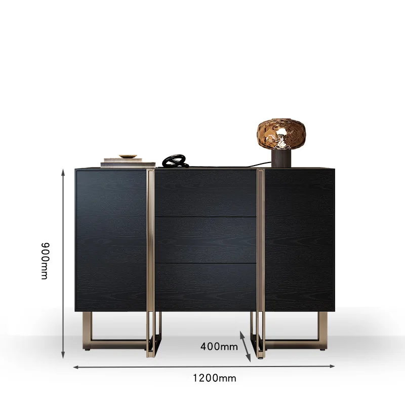 LMM Italian light luxury solid wood porch cabinet entry living room partition decorative side cabinet