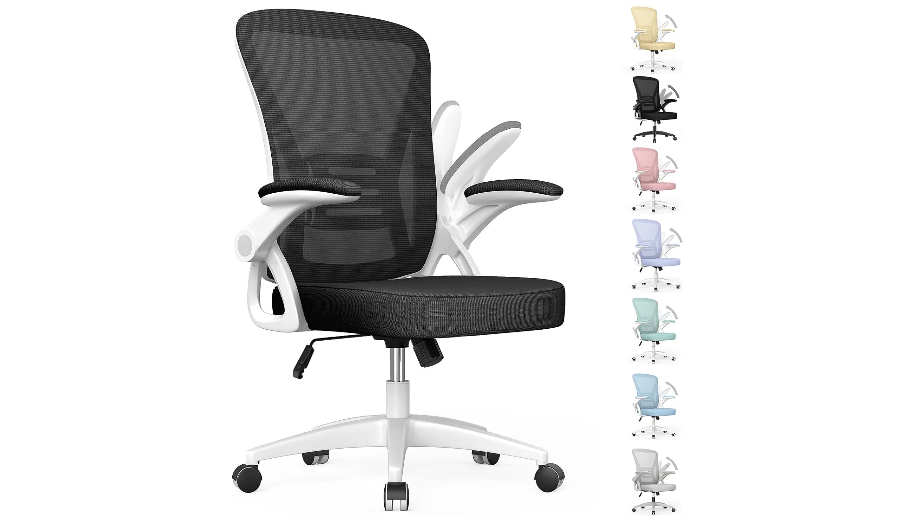 

naspaluro Ergonomic Office Chair, Mid-Back Computer Chair with Adjustable Height, Flip-Up Arms and Lumbar Support, Breathable Br