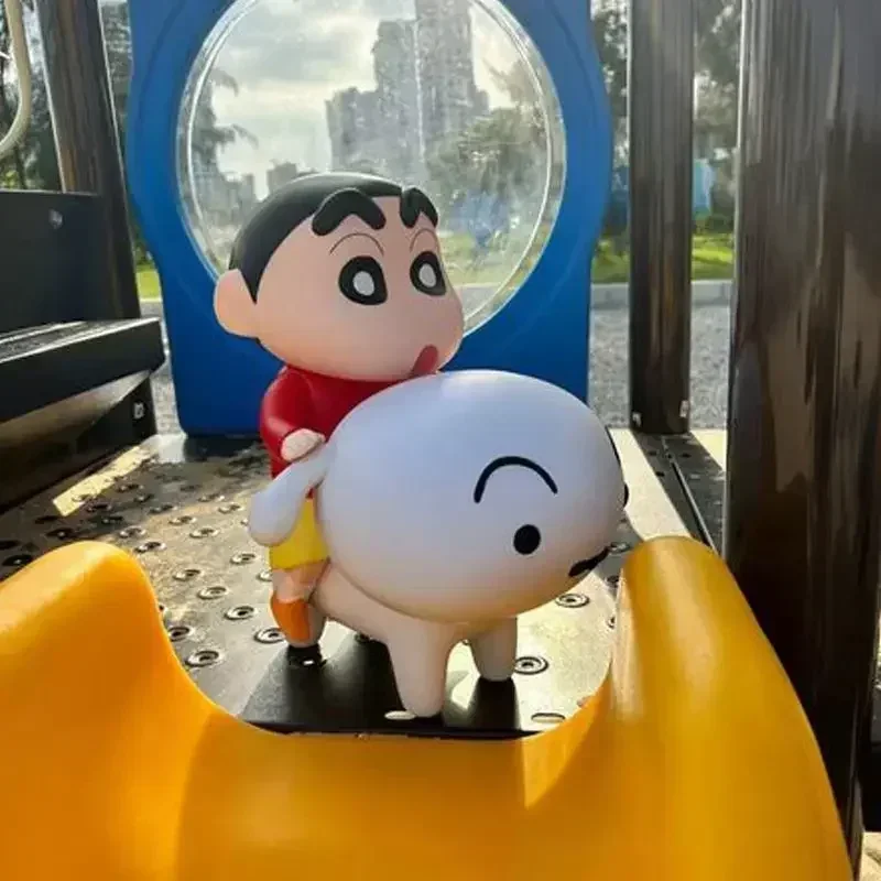 Figura de Anime de Crayon Shin-chan Montando a Shiro, Juguete Coleccionable Kawaii de Nohara Shiro, Regalo de Decoración para el Hogar