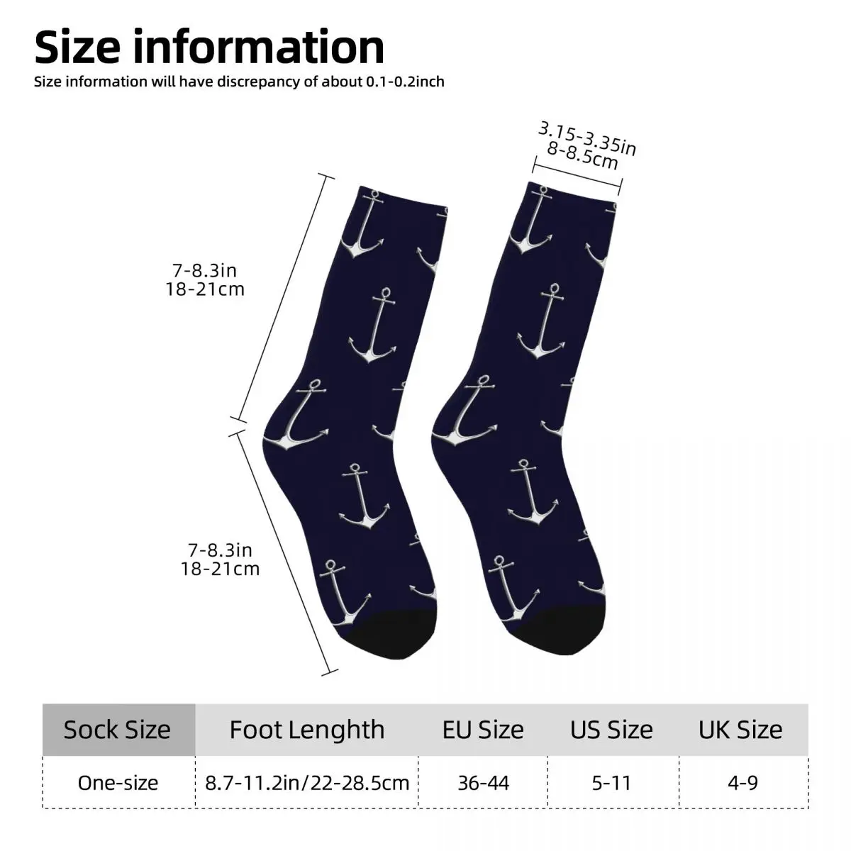 Chrome Style Nautical Thin Anchor Applique Socks Harajuku High Quality Stockings All Season Long Socks Accessories