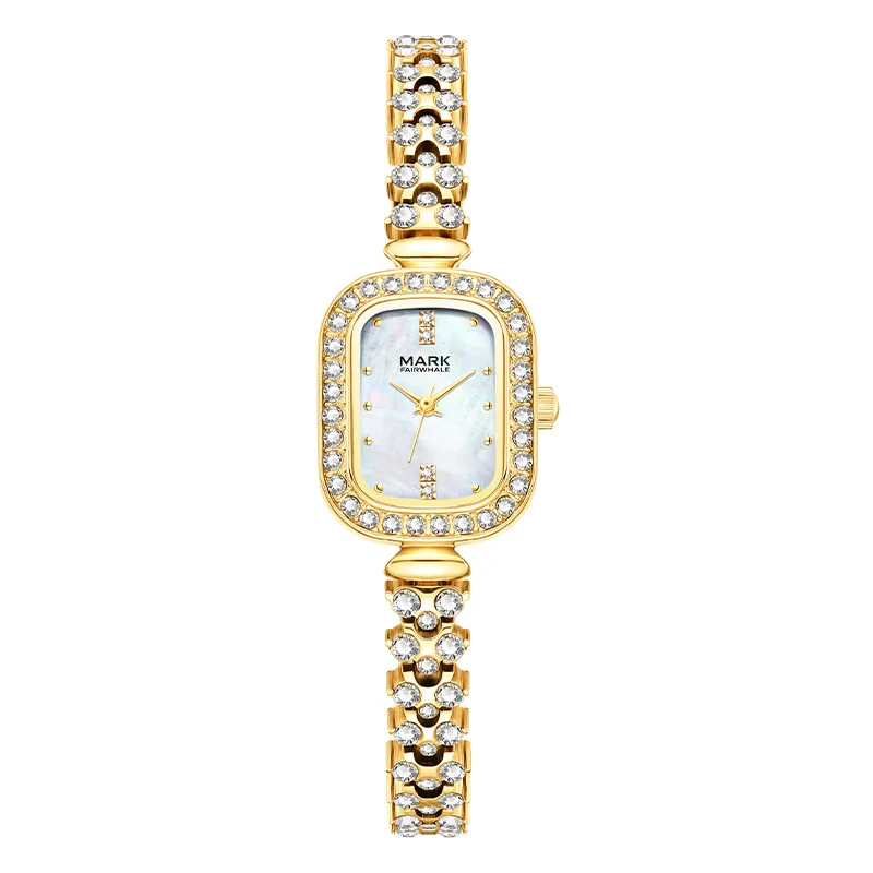Elegant Versatile Quartz Watch Diamond Bracelet Style Alloy Ultra Thin Waterproof Jewelry Clasp Gift for Women