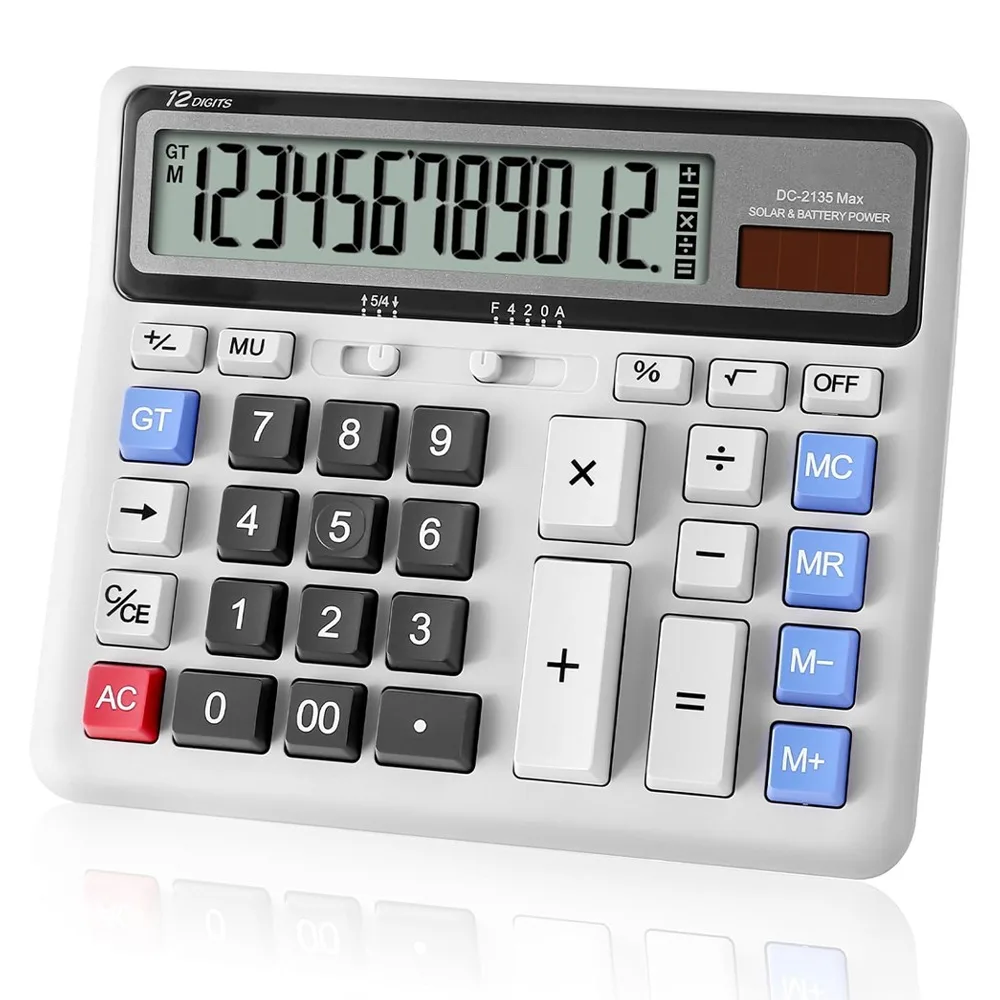 12 Digit Desk Calculator Large Display Dual Power Supply Desktop Calculator Desktop Design Big Buttons Accounting Calculator
