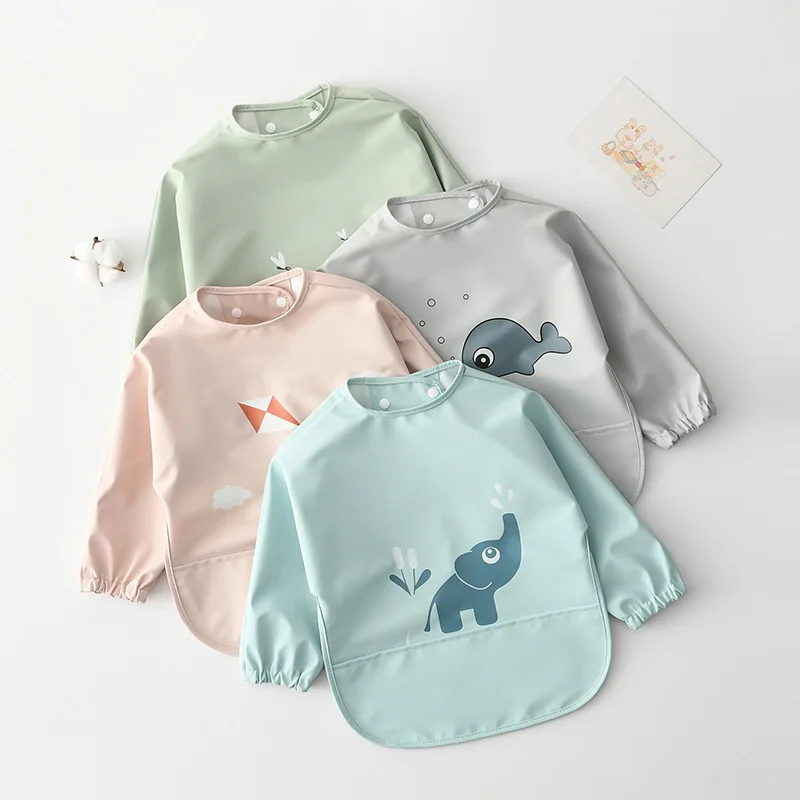 

Детские нагрудники с героями мультфильмов, водонепроницаемый детский фартук с длинными рукавами, антигрязная одежда для младенцев, детский нагрудник для кормления, детские аксессуары