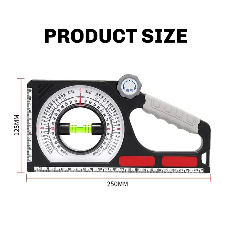 B60A Portable Mechanical Angle Slope Measuring Instrument Magnetic Level Bubble Inclinometer Protractor Slope Ruler Level