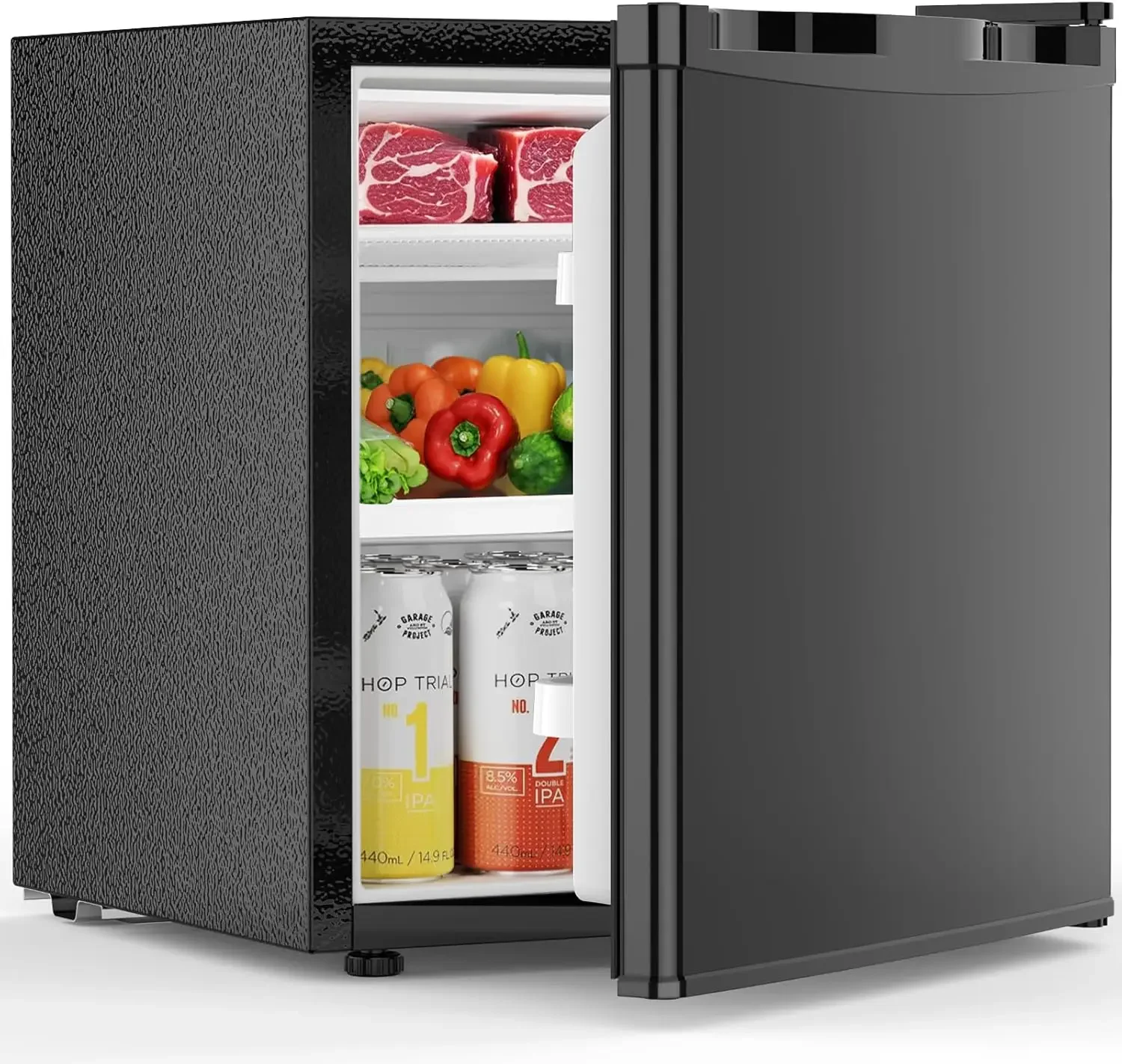 

li-1.6 Cu.ft Mini Fridge with Freezer, Compact Single Reversible Door, Adjustable Thermostat, Ultra Quiet, Energy Efficient for
