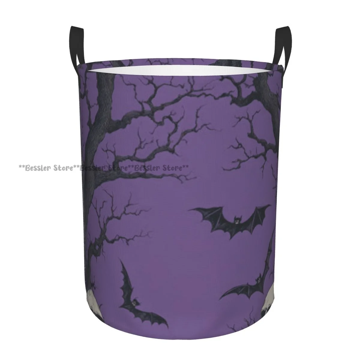 Skulls Bats And Eerie Trees Waterproof Storage Bag Household Dirty Laundry Basket Folding Clothes Organizer