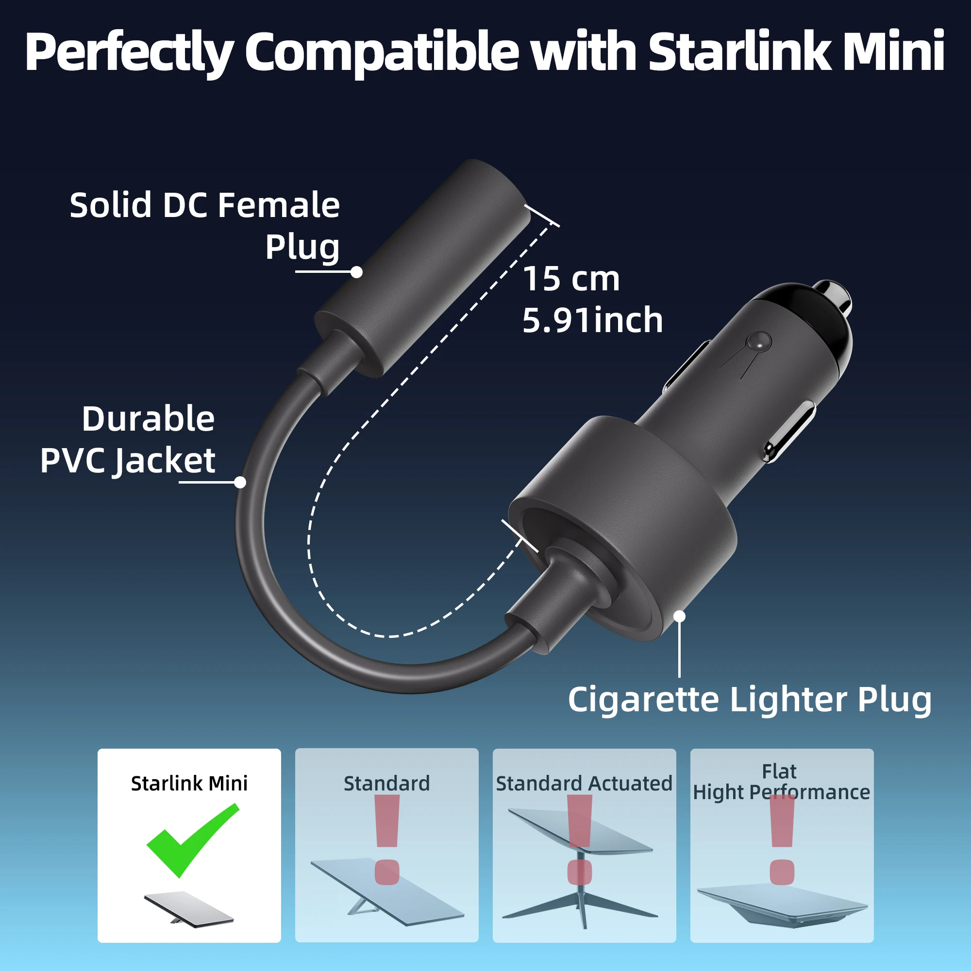 Starlink Mini Cigarette Lighter Car Adapter with Step Up Booster Starlink Mini 12 Volt Power Cord 20V Output For Car Charger